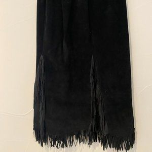 Black Leather Fringe Skirt Size 10/12